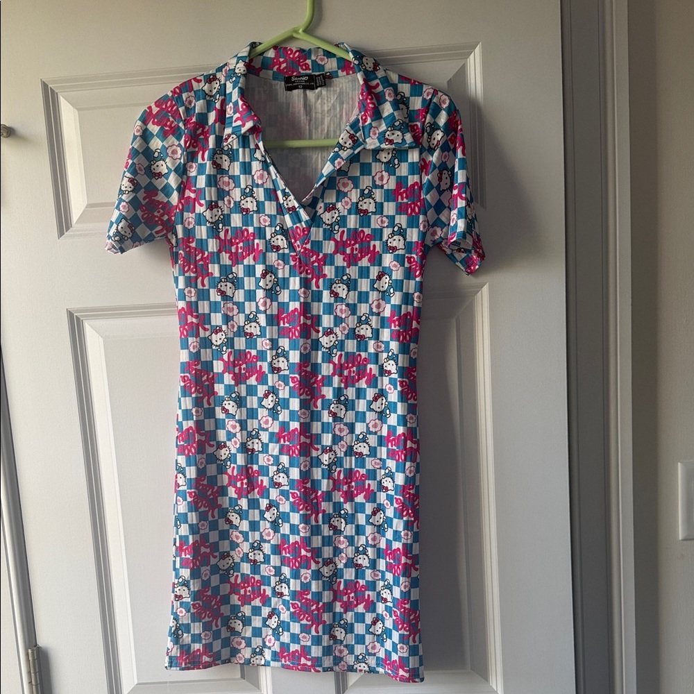 New Girl Order Hello Kitty Checker Print Dress Size 8 Sanrio Kawaii Y2K